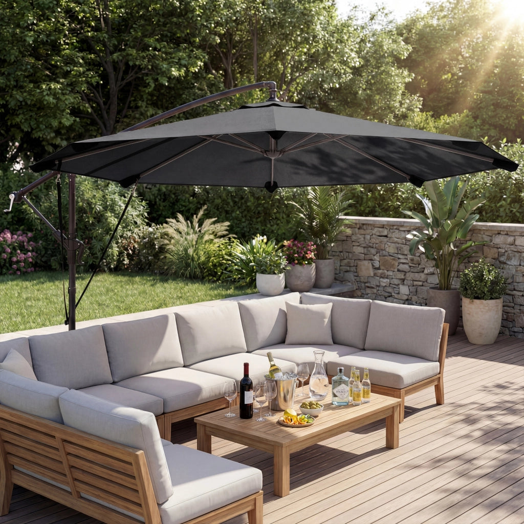 Ombrellone da giardino 300 cm inclinabile con manovella ¨C zephmum ¨C grigio scuro
