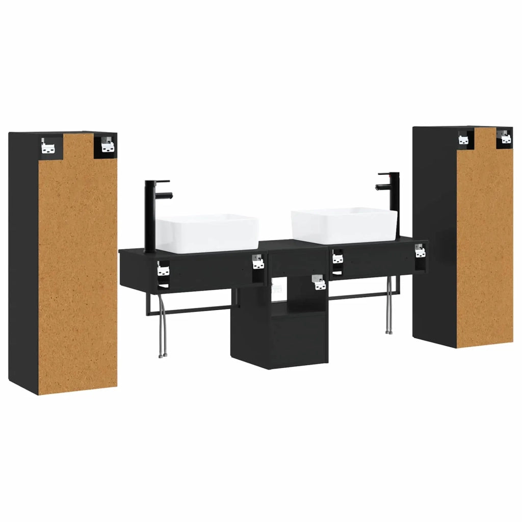 Set di mobili per il bagno 5 pz Nero 33 x 34,5 x 100 cm 3405974