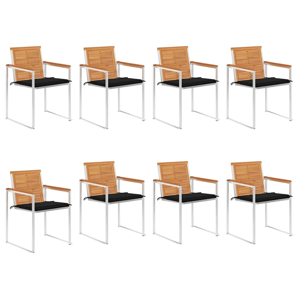 Sedie da Giardino con Cuscini 8 pz in Legno Massello di Acacia cod mxl 76311