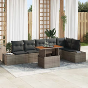 Set Divano da Giardino 7 pcs Grigio Poly Rattan 3358708