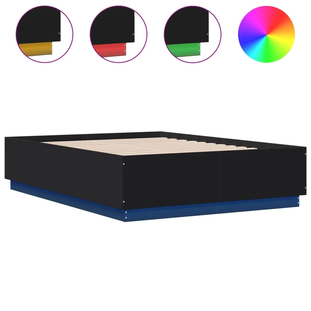 Giroletto con Luci LED Nero 120x190 cm in Legno Multistrato 3209654
