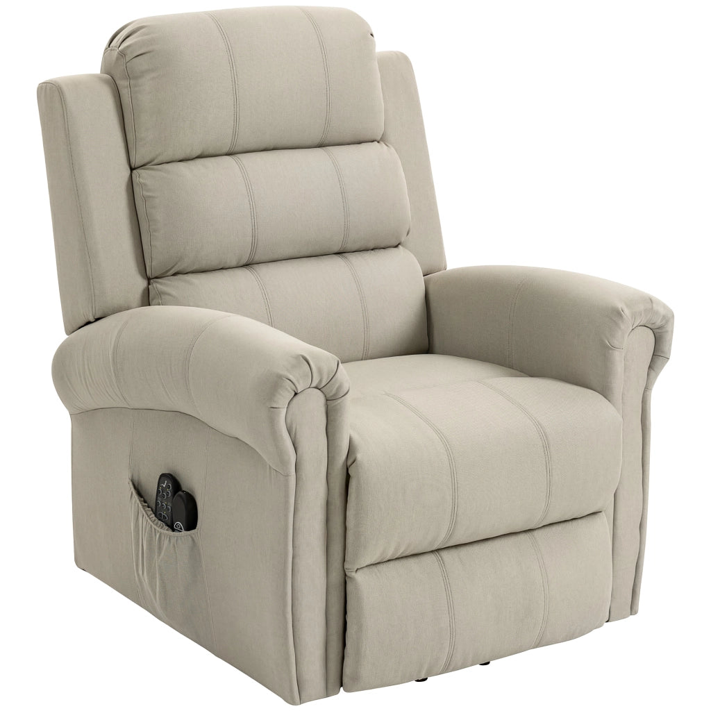 Poltrona Elettrica Reclinabile Massaggiante con Alza Persona e Riscaldamento ¨C Minimal ¨C Beige 87x87.5x108