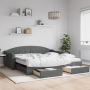 Divano Letto Estraibile Cassetti-Sofa Letto-Daybed Grigio Scuro 100x200cm Tessuto 256198