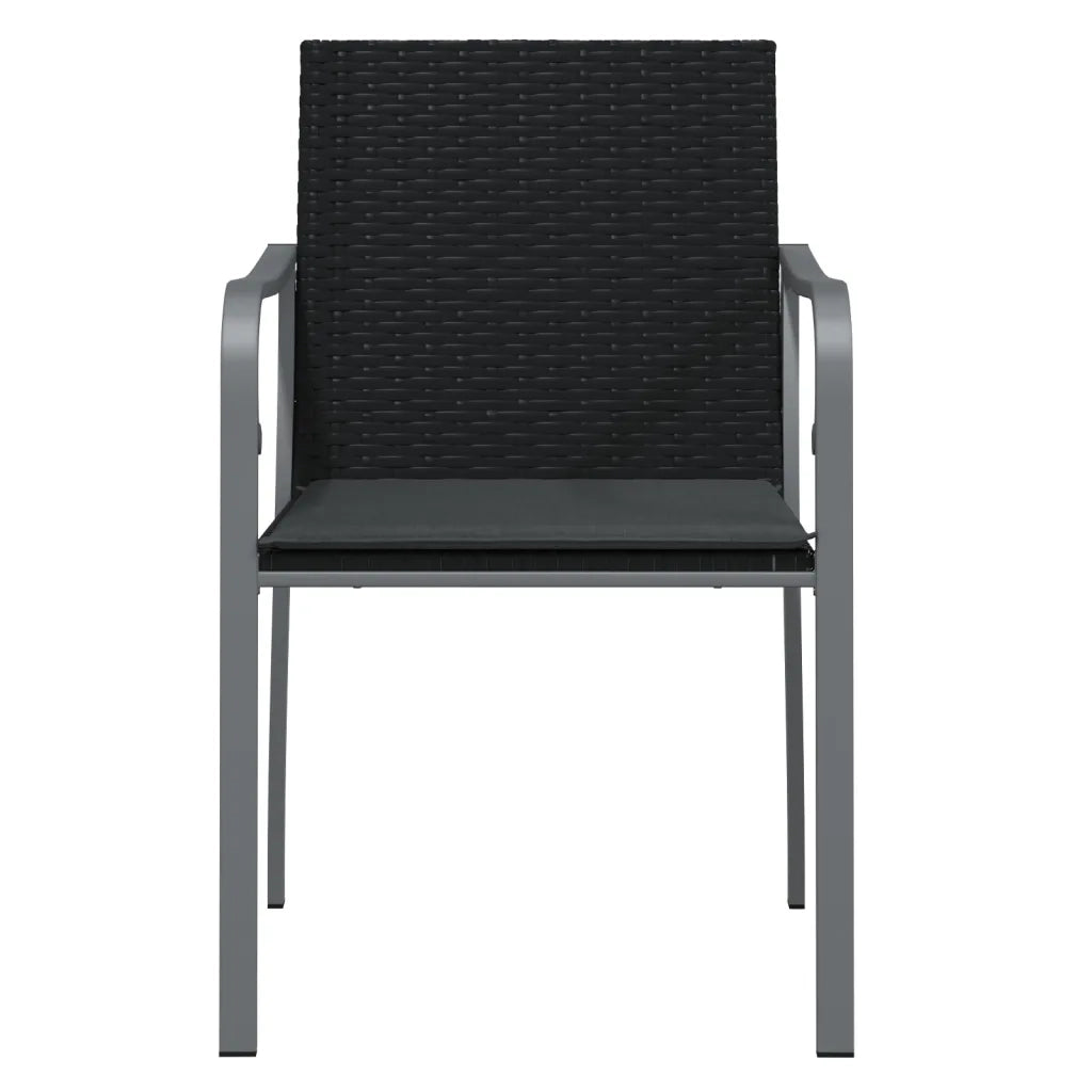 Sedie da Giardino con Cuscini 2pz Neri 56x59x84cm in Polyrattan 364094