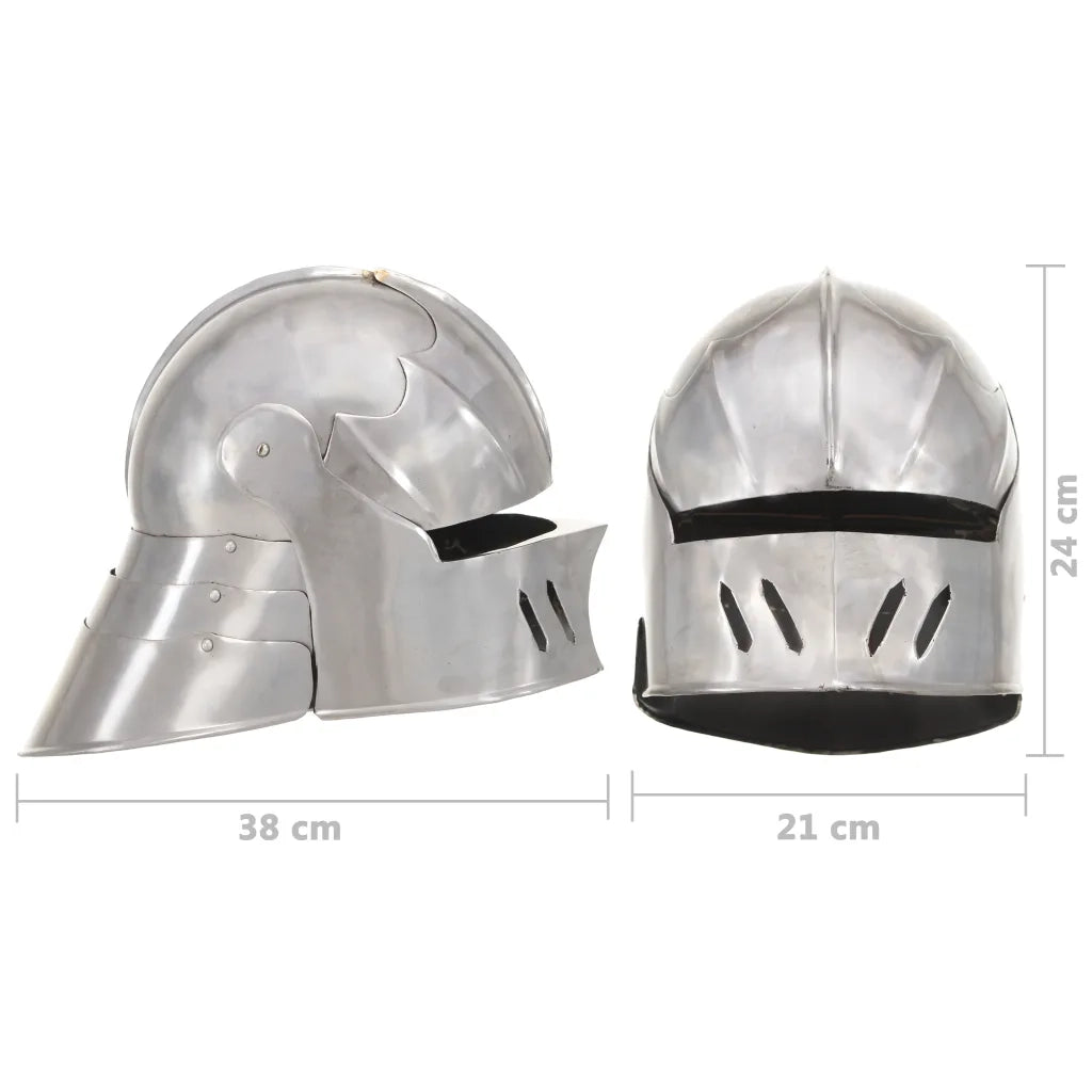 Elmo da Cavaliere Medievale Antico LARP in Acciaio Argento CFW3478489