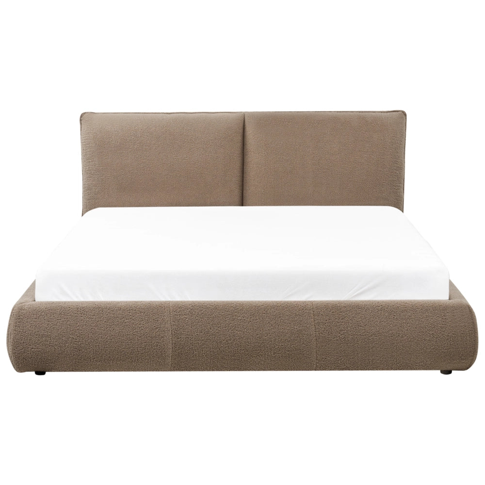 Letto matrimoniale imbottito in tessuto boucle marrone 160x200 cm Vinay