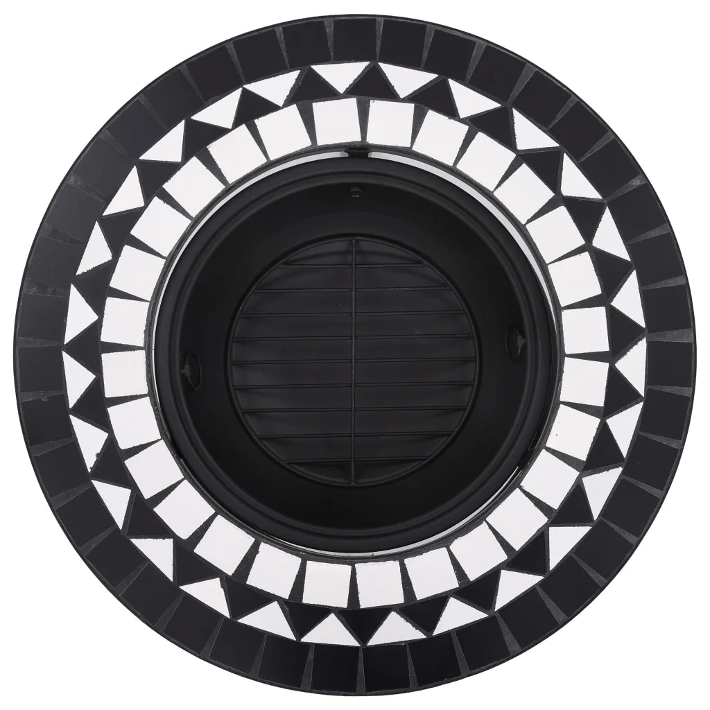 Braciere con Mosaico Nero e Bianco 68cm in Ceramica CFW5036400