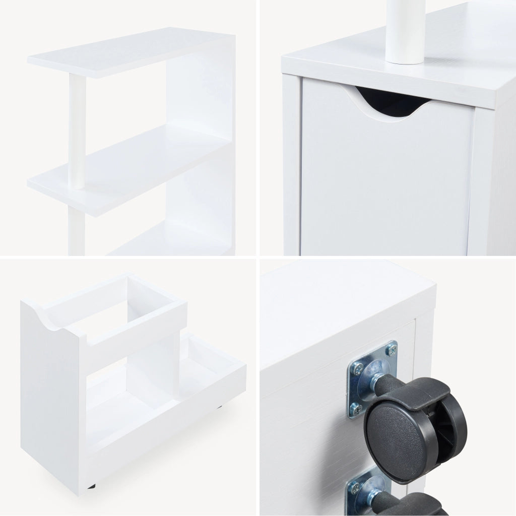 Scaffale da Bagno Fadeskimma Mobile Contenitore con Ripiani Cassetto e Scomparto Estraibile 113 x 19 x 45 cm - Bianco [en.casa]