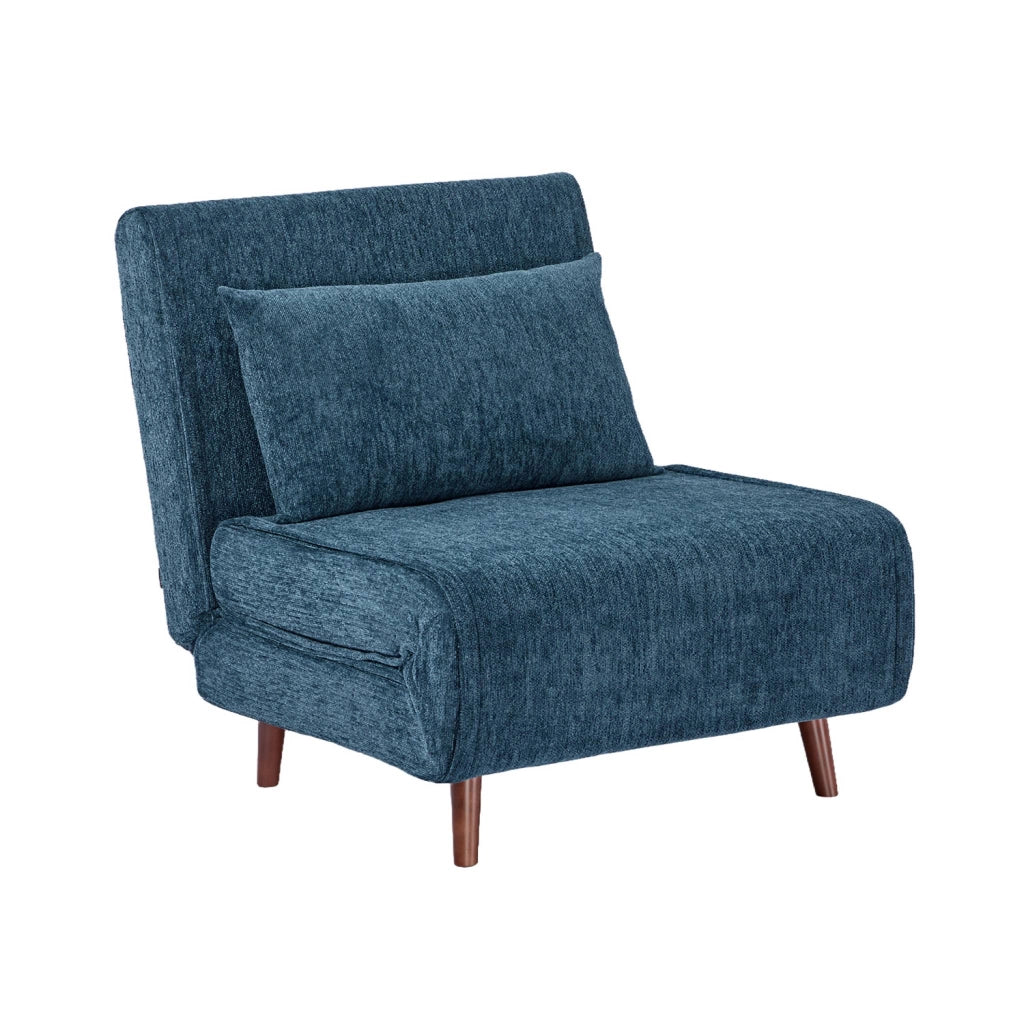 Poltrona letto convertibile in tessuto ciniglia, blu