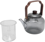 Teiera 900ml con vetro borosilicato resistente alla rottura - Infusore rimovibile - Manico in legno - Resistente alla rottura - Resistente al calore - Cappuccio ergonomico - Filtro per tè con manopola di regolazione della temperatura