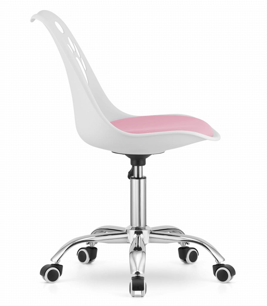 Sedia girevole ergonomica Valora PRINT bianca e rosa per la casa