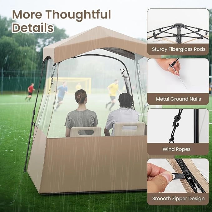 Tenda sportiva, tenda trasparente con visuale libera, telaio robusto e borsa per il trasporto, tenda da campeggio per esterni, tenda a bolla pop-up per guardare gli sport, fare il tifo, campeggiare (180 x 180 x 193 cm)
