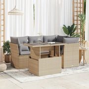 Set Divano da Giardino 5 pz con Cuscini Beige in Polyrattan 3326150