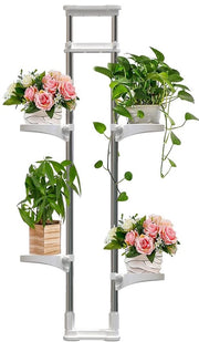 Telescopica per piante da appoggio su finestra, supporto per piante in metallo, telescopica per finestra, per piante, fiori, regolabile in altezza da 92 a 160 cm