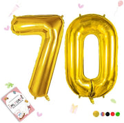 Set di palloni numerici in oro da 70, altezza 101 cm, numeri da 0 a 9, per decorazioni di festa di compleanno e matrimonio.