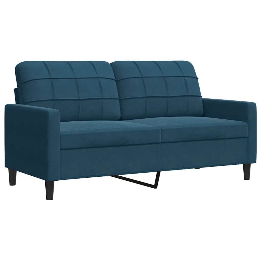 Set di Divani 3 pz con Cuscini e Rinforzi Blu in Velluto