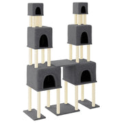Tiragraffi per gatti torre per arrampicata giocattolo piattaforma per arrampicata con tiragraffi in sisal scuro 199 cm grigio 02_0022694