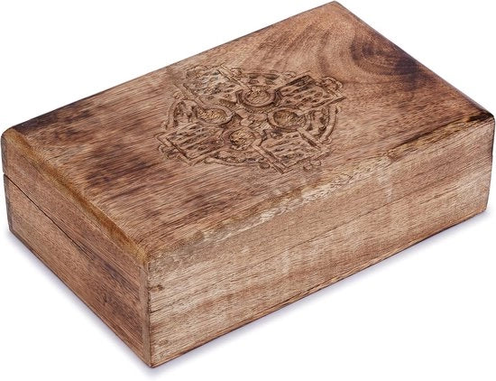 Cassa in legno decorativa realizzata a mano, disegno a croce, marrone, contenitore per gioielli versatile, scatola orologio, ideale come regalo
