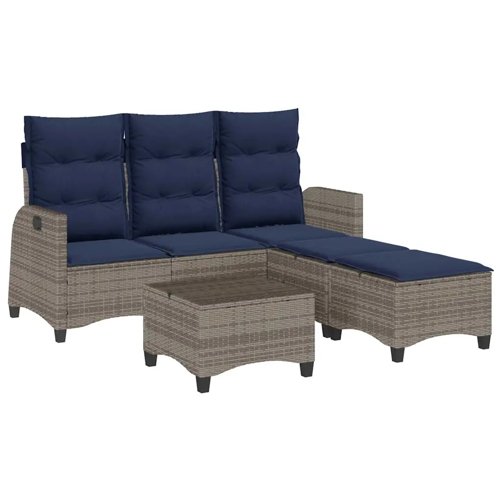Set Divani da Giardino 3 pz con Cuscini a Forma di L Polyrattan