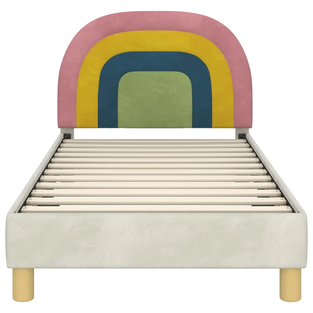 Struttura letto Bambini | Letto Infantile | Lettino con testata Crema 80 x 160 cm Velluto