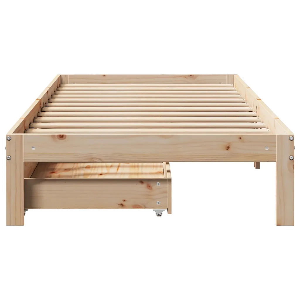 Giroletto con Cassetti 90x190 cm in Legno Massello di Pino