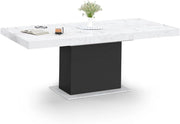 Tavolo da pranzo rettangolare allungabile EDEN 6-10 persone con piano ALASKA effetto marmo bianco e nero 160-200 cm