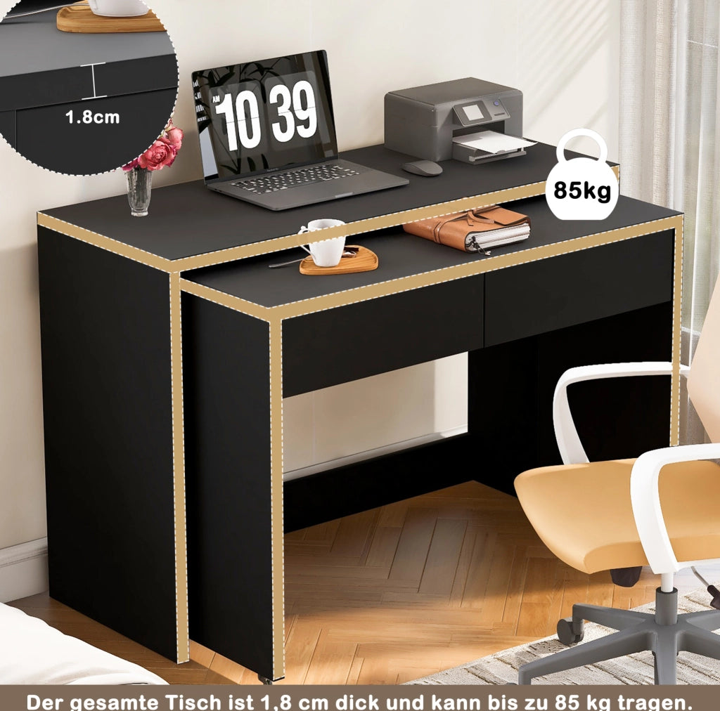 SCRIVANIA 2 in 1 110x40x78 cm Nero in truciolare
