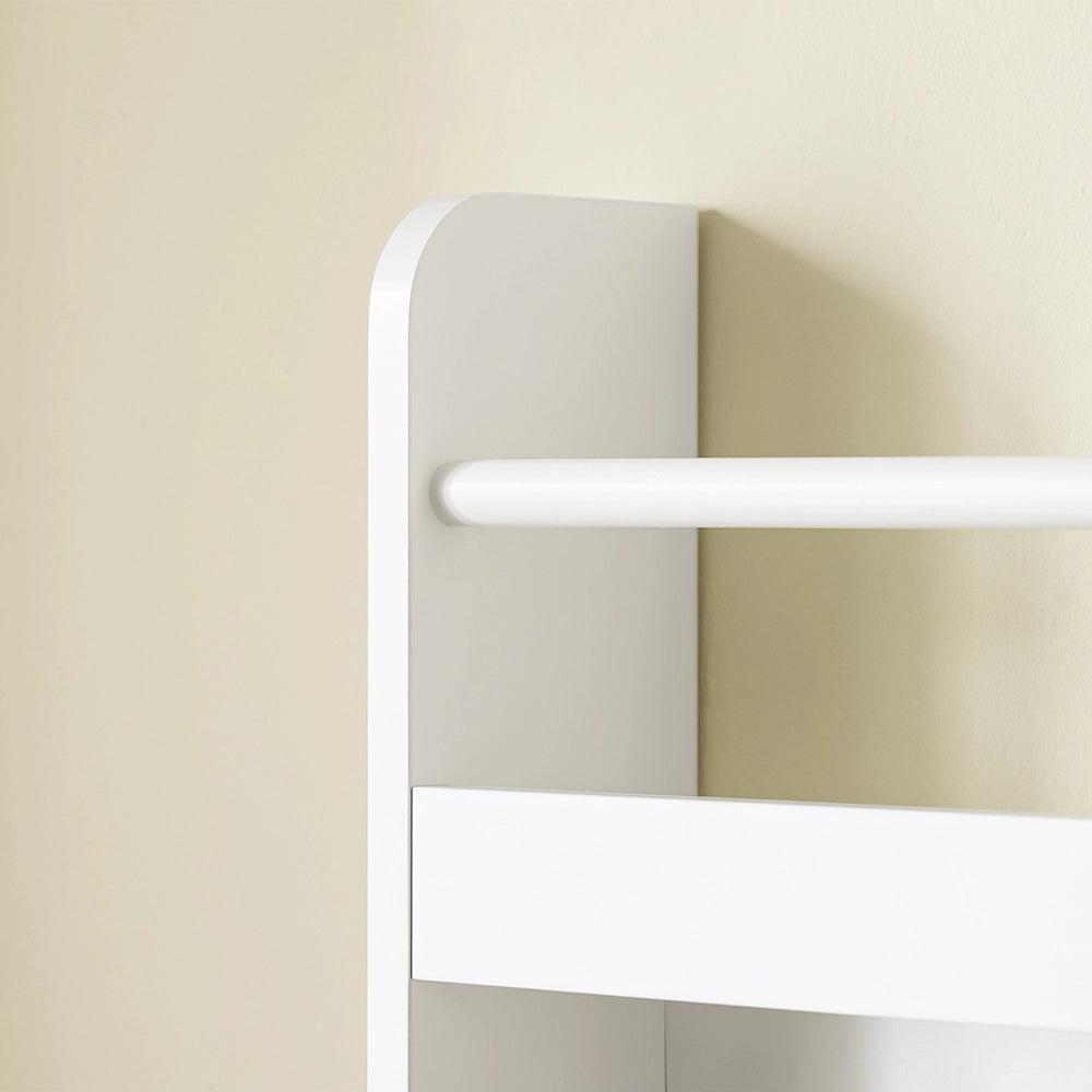 SoBuy | Libreria montessoriana per bambini bianca con 4 ripiani | Libreria per bambini | Porta libri per bambini | 80.0x12.0x118.0 cm | Capacità di carico 24 kg | KMB08-II-W