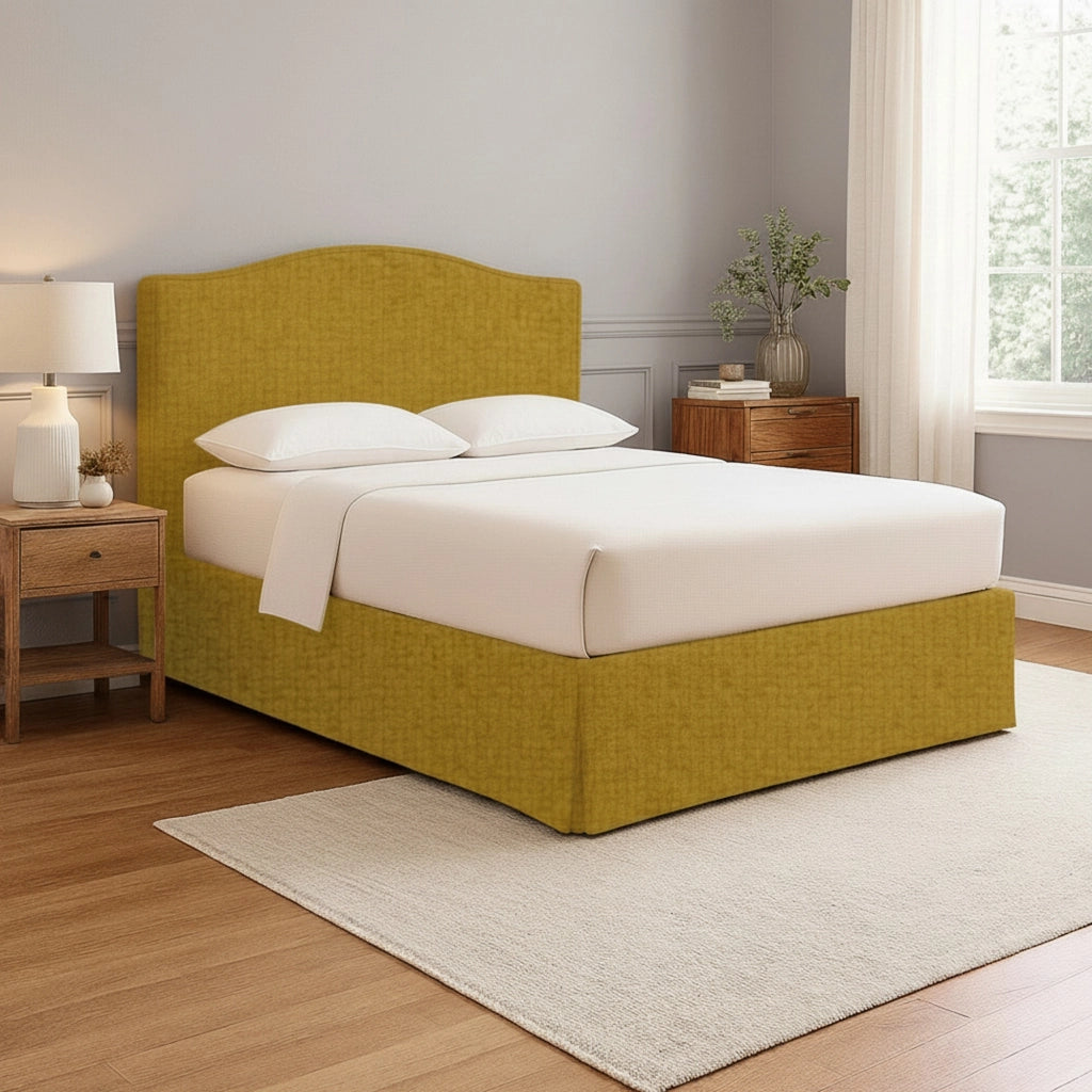 Runcorn, Letto Piazza e Mezza Sfoderabile Made in Italy, Giallo Ocra