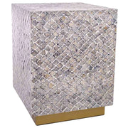 Sgabello in legno e capiz grigio 35x35x45h cm