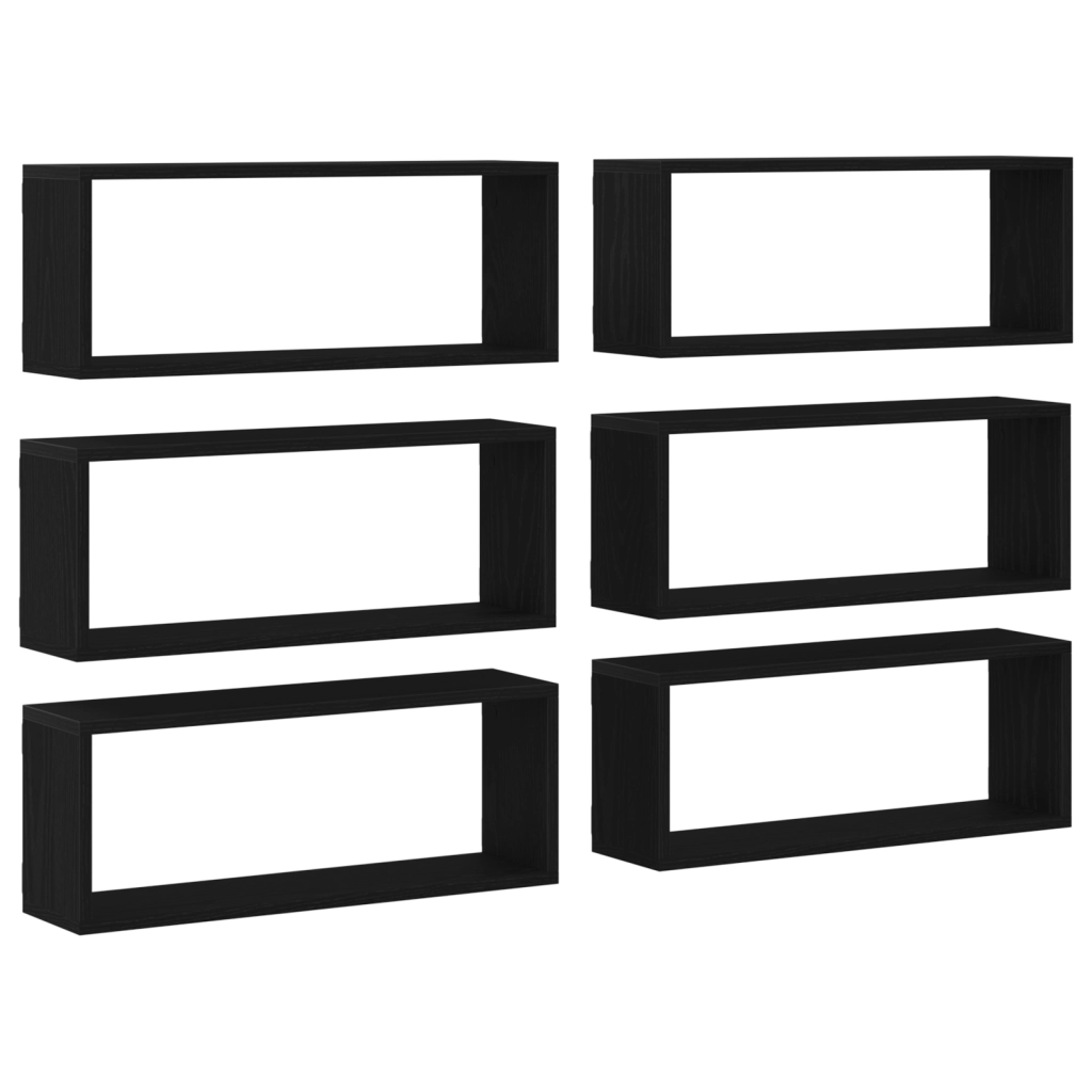 Mensole a muro 6 pezzi Nero Rovere 60x15x23 cm Legno ingegnerizzato
