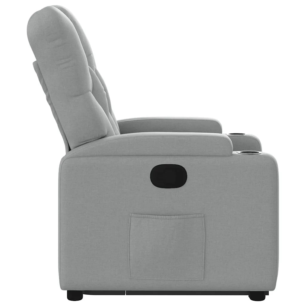Poltrona | Sedia Relax Alzapersona Reclinabile Grigio Chiaro in Tessuto