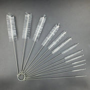 Set di Tubi in Nylon da 8 Pollici, Set di Spazzole per Pulizia di Pannelli, Toalettes, Vetri e Zone difficili da raggiungere, Set di 13 diverse misure - Bianco