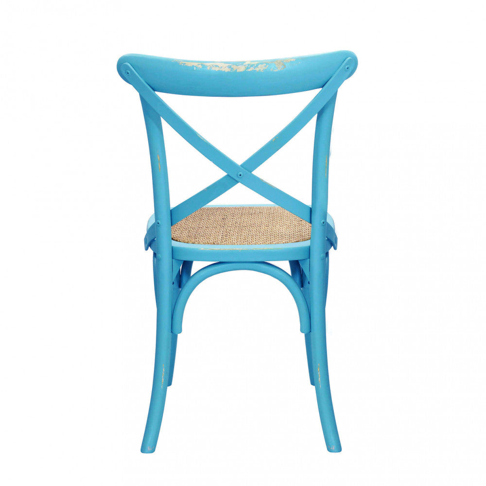 Sedia Cross 46x42x87 cm  in Legno Azzurro