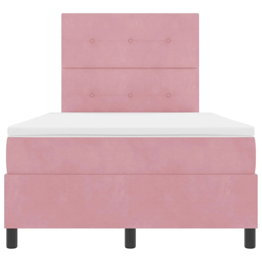 Letto a molle con materasso Rosa 120 x 200 cm Velluto 3339829