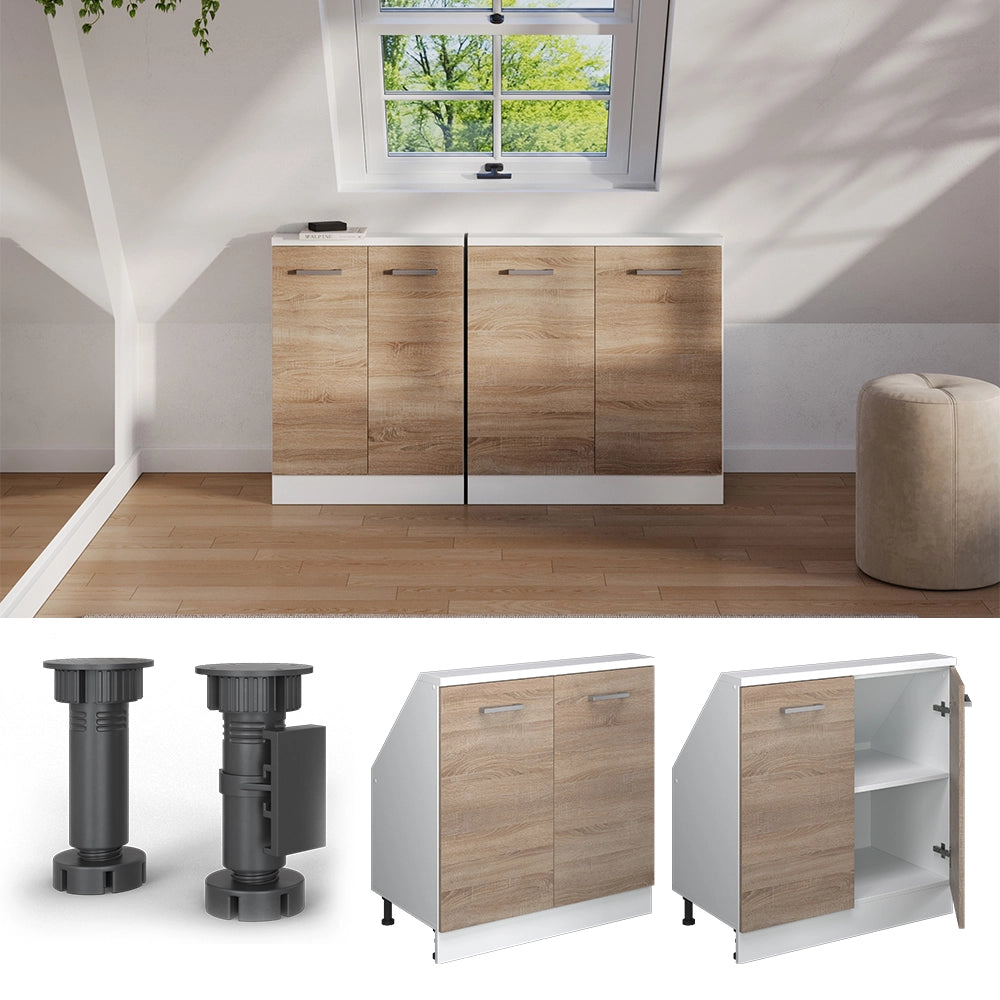 Mobile cucina sottotetto R-Line Sonoma/Bianco 80 cm con 2 porte Vicco