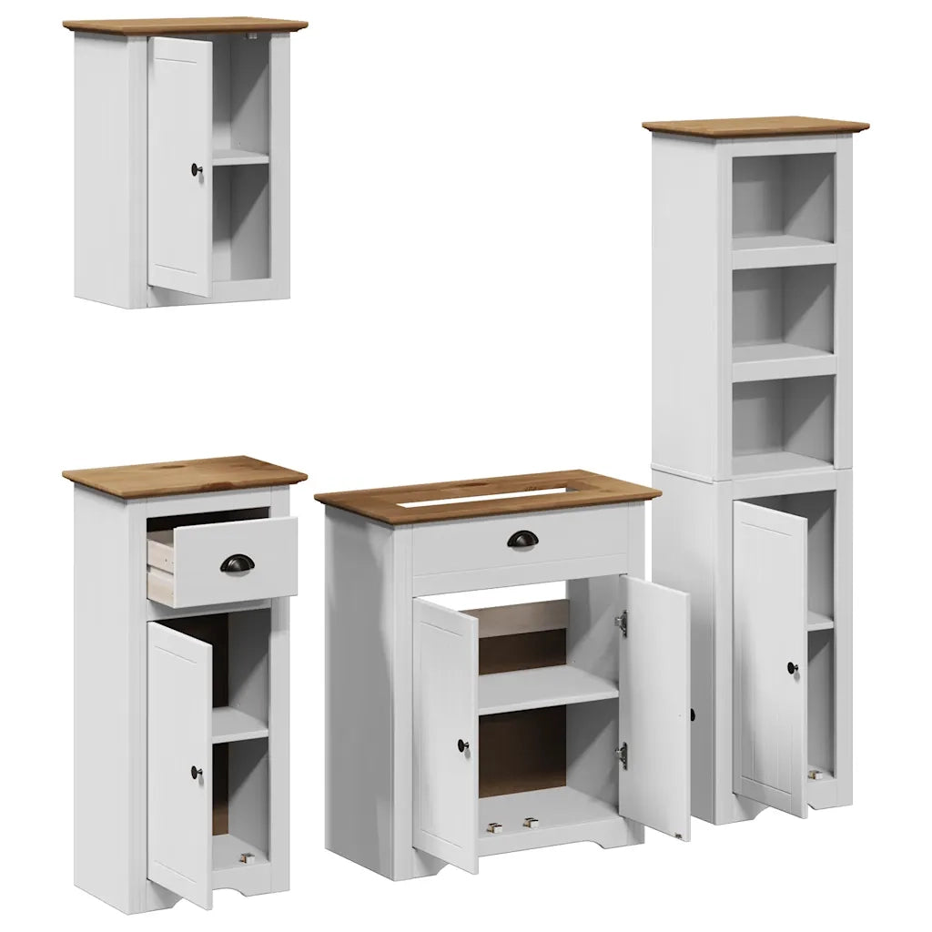Set Mobili da Bagno 4 pz BODO Bianco in Legno Massello di Pino 3307651