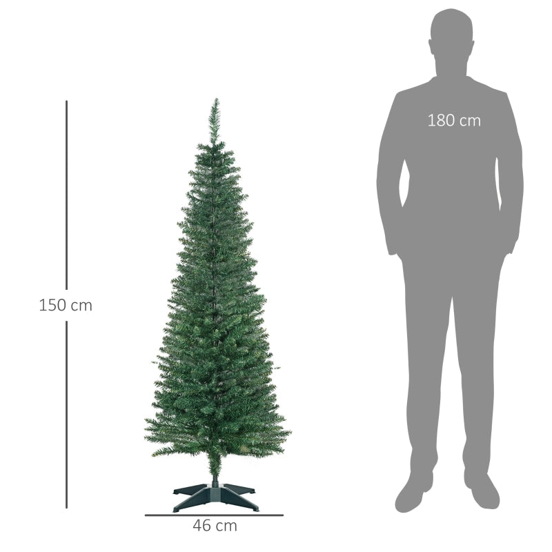 Albero di Natale artificiale, abete artificiale, con stella di Natale e supporto inclusi, 1,5 m, verde