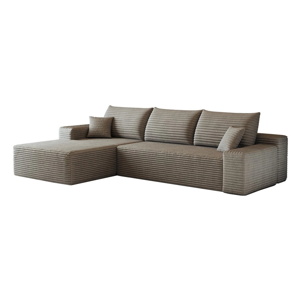 Divano angolare modulare con chaise longue ¨C Minimal ¨C velluto cammello 270cm