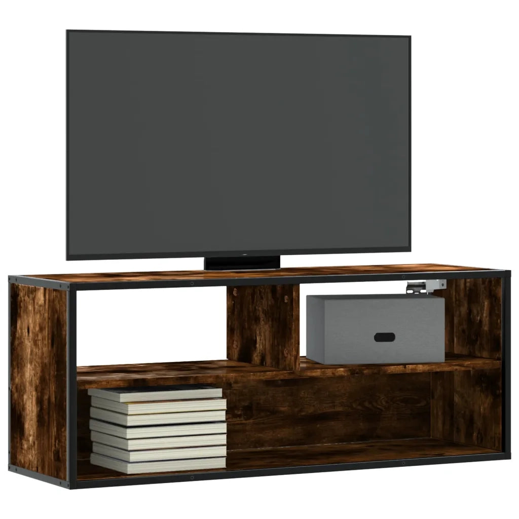 vidaXL Mobile TV Rovere Fumo 100x31x39,5cm Legno Multistrato e Metallo