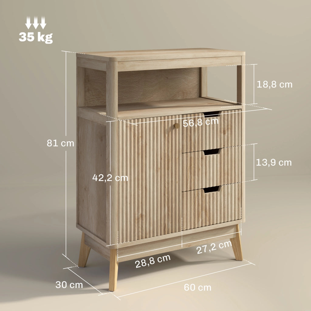 Credenza ¨C zephmum ¨C Legno naturale, 60x30x81 cm