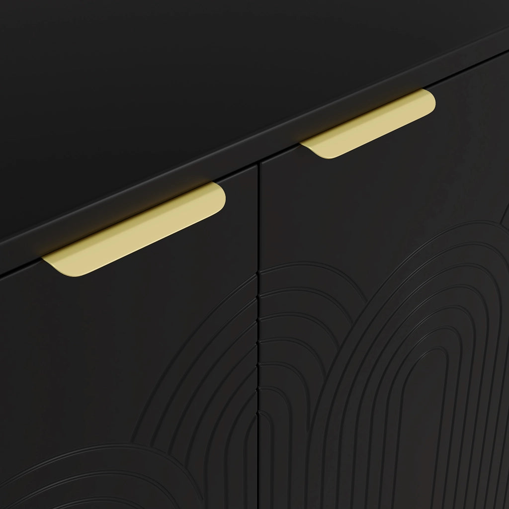 Credenza con 4 ante e ripiani regolabili; chiusura soft-close - per soggiorno - 160x40x80 cm - in MDF e truciolare - nero