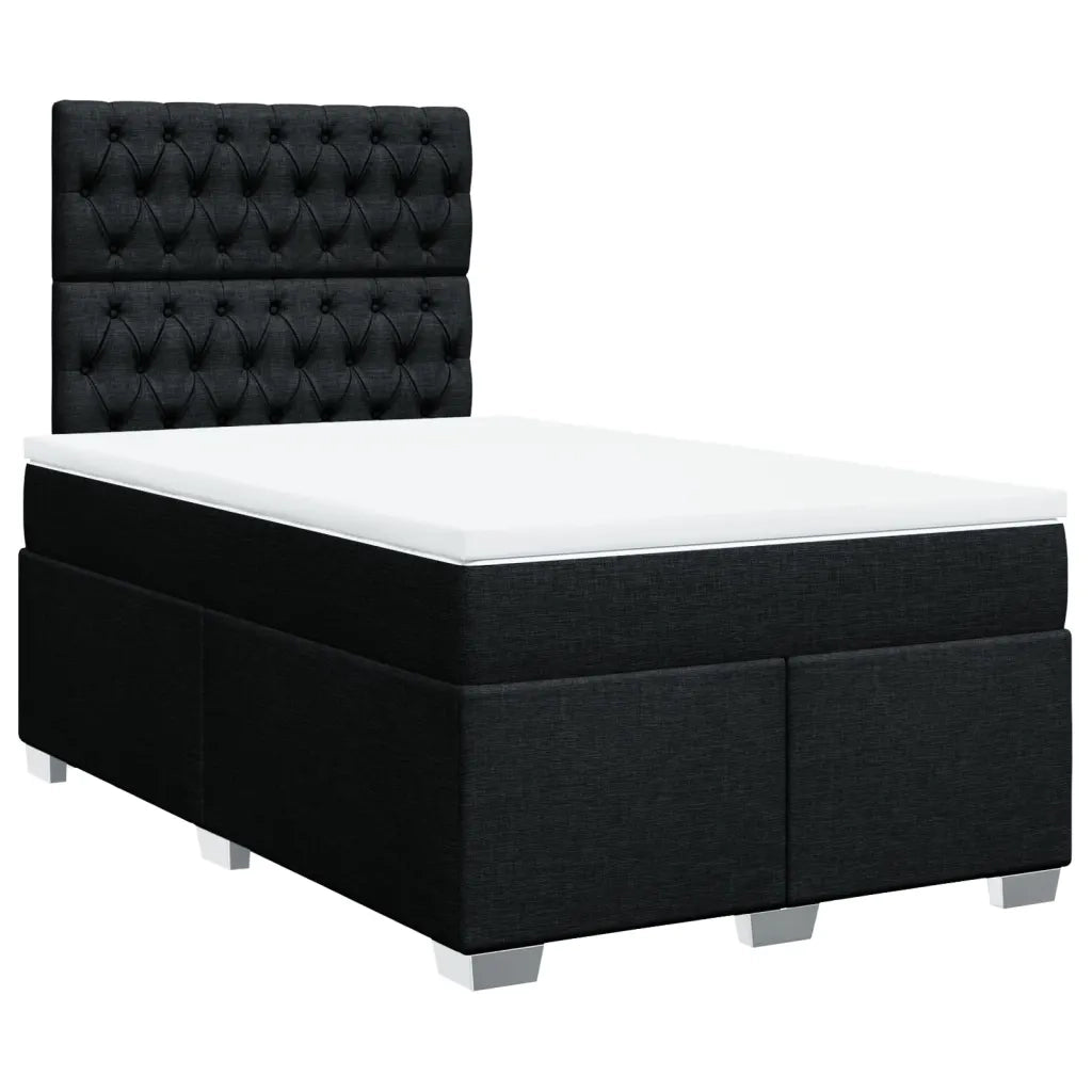 vidaXL Giroletto a Molle con Materasso Nero 120x200 cm in Tessuto
