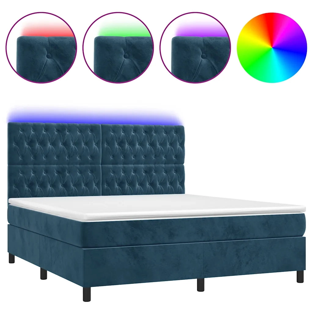 Letto a Molle con Materasso e LED Blu Scuro 160x200 cmcod mxl 99120