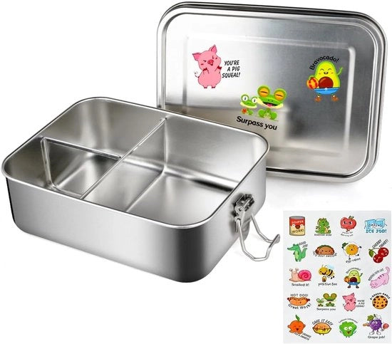 Lunchbox in acciaio inossidabile - impermeabile - 1200 ml - 3 compartimenti - ecosostenibile
