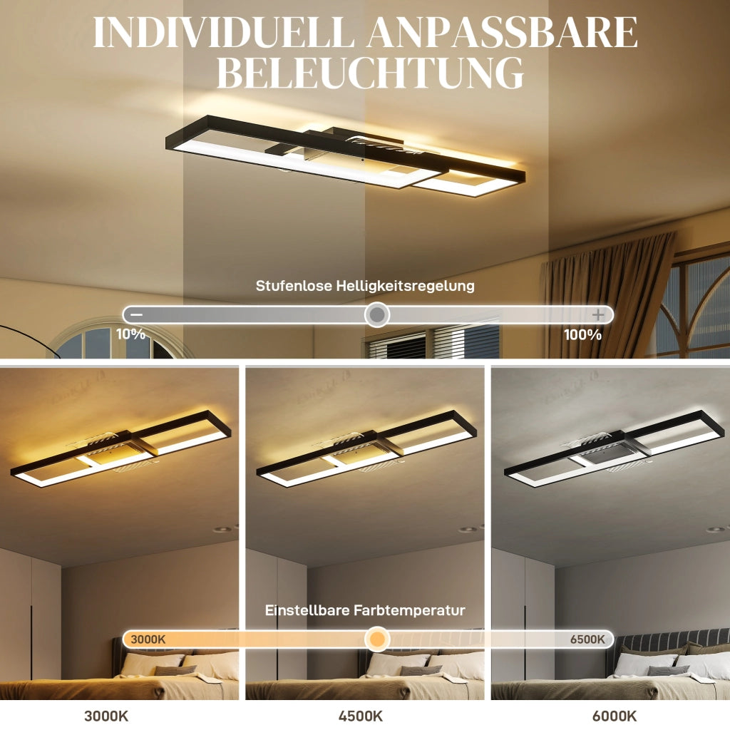 Plafoniera LED 43W 4600LM 3000-6000K dimmerabile con telecomando ¨C zephmum ¨C 70x30x7 cm Nero