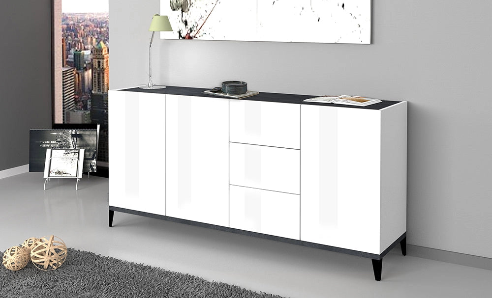 Credenza SUNRISE 160 cm – 3 Ante + 3 Cassetti, 160x40x82 cm