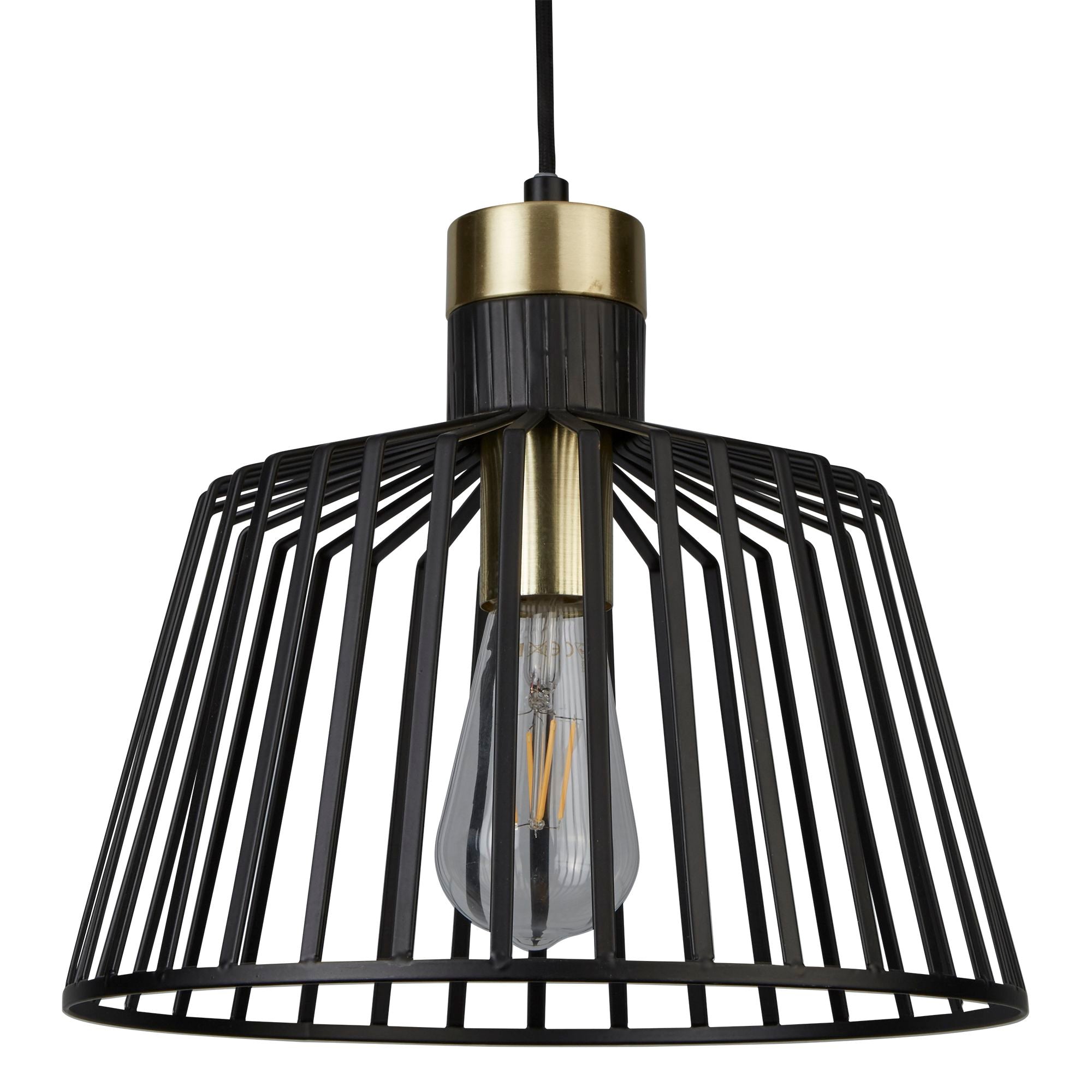 Sospensione Industrial Birg Cage Acciaio Nero Adjustable 1 Luce E27 D30Cm