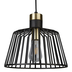 Sospensione Industrial Birg Cage Acciaio Nero Adjustable 1 Luce E27 D30Cm