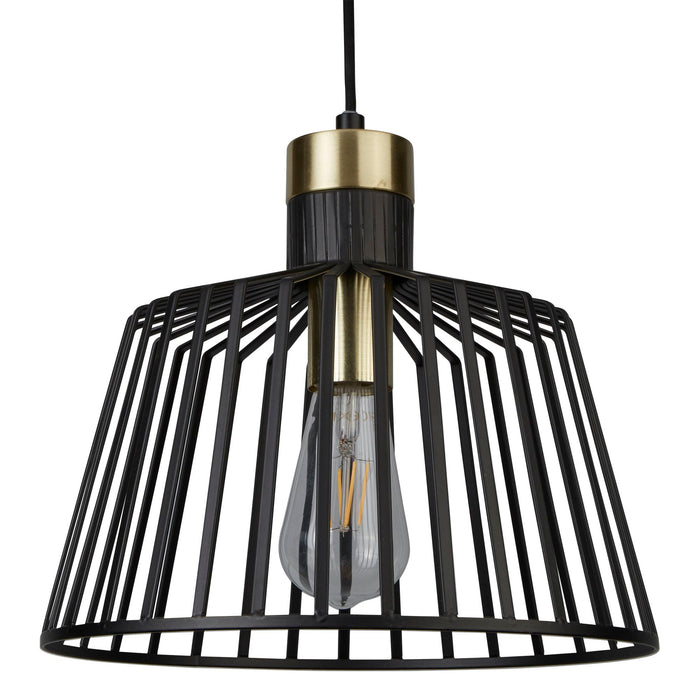 Sospensione Industrial Birg Cage Acciaio Nero Adjustable 1 Luce E27 D30Cm